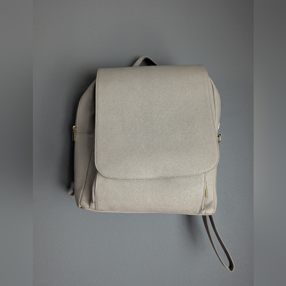 Taupe Stackers Travel Laptop Bag With Zipper Close And Adjustable Straps.